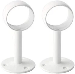 KAFENDA Diameter 32mm / 1.26" Shower Curtain Wardrobe Pole Holder Tube Flange, Socket, Ceiling Mount Bracket Tube Holder, Clothes Rail Holder, 2 Pieces Stainless Steel White Finish -Songmics Furniture Shop 31iVCAFbLLL. AC