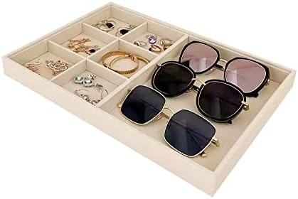 Large Beige Premium Quality Velvet Glasses Box Tray Stackable Practical Trade Show Home Use Jewelry Display Organizer 15 Large Beige Premium Quality Velvet Glasses Box Tray Stackable Practical Trade Show Home Use Jewelry Display Organizer - Image 15
