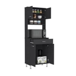 GENERIC Piacenza Pantry,Two Double Door Cabinet - Black-Kitchen -Songmics Furniture Shop 31iwm9GubWL