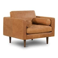 POLY & BARK Napa Lounge Chair In Full-Grain Pure-Aniline Italian Tanned Leather In Cognac Tan