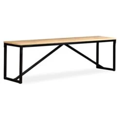Tidyard Wooden Bench Industrial Style Mango Wood Seat Dining Table Bench With Steel Legs For Entryway, Dining Room, Kitchen, Living Room, Home Furniture 63 X 13.8 X 17.7 Inches (W X D X H)