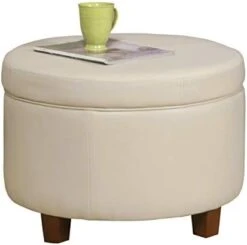 HomePop Round Leatherette Storage Ottoman With Lid, Chocolate Brown Large -Songmics Furniture Shop 31jCBtDBtqL. AC