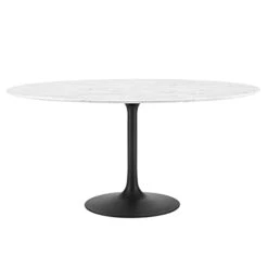 Modway Lippa Dining Table, 60 In Artificial Marble Round Top, White