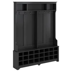 Wide Hall Tree And Shoe Storage Bench With 24 Shoe Cubbies Wooden Coat Rack With 6 Double Hooks For Mudroom Organization Entryway Black 11 Wide Hall Tree And Shoe Storage Bench With 24 Shoe Cubbies Wooden Coat Rack With 6 Double Hooks For Mudroom Organization Entryway Black -Songmics Furniture Shop 31jMBIAuWHL