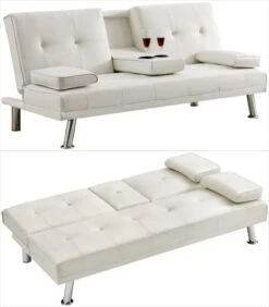 FREEHOMAE Futon Sofa Bed, Faux Leather Couch With Armrest And 2 Cup Holders, Sofa Bed Couch Convertible With Metal Legs, Folding, Reclining Small Couch Bed, Futon Bed For Living Room 13 FREEHOMAE Futon Sofa Bed, Faux Leather Couch With Armrest And 2 Cup Holders, Sofa Bed Couch Convertible With Metal Legs, Folding, Reclining Small Couch Bed, Futon Bed For Living Room -Songmics Furniture Shop 31ja6lG9zlL. AC