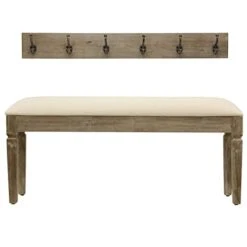 Décor Therapy Waverly Wood Bench With Coat Rack Set, Measures 42x11.8x17.75, Winter White