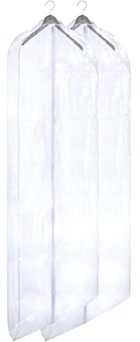 Clear Vinyl Gown Bag - Protect Your Clothing While Traveling And Dust Free While Hanging In Your Closet. These Garment Bags Are Ideal For Coats, Suits, Dresses Or Gowns - Set Of 2 (24 X 65 Inches)