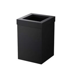 Gatco 1915, Modern Square Stainless Steel Waste Basket, Matte Black, 3.2 Gallons