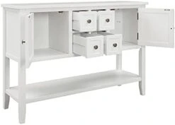 Merax Farmhouse Rustic Wood Buffet Dining Sideboard Storage Cabinet, Console Table With 4 Small Drawers, 2 Cabinet And Bottom Shelf, Antique Grey -Songmics Furniture Shop 31kNYPpSBL. AC