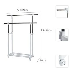 Store. It 670124 XXL Rollkleide Stand Double Clothes Rail, Metal, Plastic, White, 90 x 44 x 95 cm -Songmics Furniture Shop 31kYCKSoEWL
