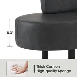 BarberPub Waiting Room Chairs Reception Settee Bench, Leather Upholstered Dining Bench With Backrest, Office Salon Furniture W702 (Dark Grey) -Songmics Furniture Shop 31kZKNfMiqL