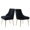 SEYNAR Dining Chairs, Comfortable Modern Kitchen Chairs With Gold Legs, Fabric Upholstered Dining Room Chairs, Accent Chairs Set Of 2, Tufted Velvet Chair For Kitchen Dining Room Guest Room(Black)