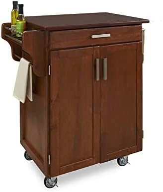Homestyles Cuisine Kitchen Cart, Off White, Oak Top 14 Homestyles Cuisine Kitchen Cart, Off White, Oak Top - Image 14