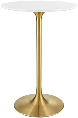 Modway Lippa Dining Table, 28" Artificial Marble Round Top, White 2 Modway Lippa Dining Table, 28" Artificial Marble Round Top, White - Image 2