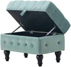 Artechworks Storage Coffee Table Ottoman, Button Tufted Velvet Upholstery Footstool Bed Ottoman For Living Room, Home Office, Space-Saving Storage Toy Box Stool, Pink -Songmics Furniture Shop 31kuWS0OT8L. AC