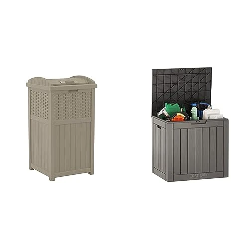 Suncast 33 Gallon Hideaway Trash Can For Patio - Resin Outdoor Trash With Lid - Use In Backyard, Deck, Or Patio - Dark Taupe 10 Suncast 33 Gallon Hideaway Trash Can For Patio - Resin Outdoor Trash With Lid - Use In Backyard, Deck, Or Patio - Dark Taupe - Image 10