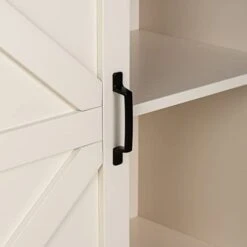 Sophia & William Coffee Bar Cabinet For Kitchen, Farmhouse Sideboard Buffet Storage Cabinet With Sliding Barn Door, Ivory -Songmics Furniture Shop 31kzOM3zzvL