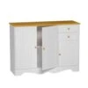Yusong Kitchen Sideboard Buffet Pantry, Wooden Cupboard Storage Cabinet With 3 Doors And 2 Drawers, Accent Serve Coffee Bar Console Table For Dining Room Living Room, White