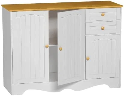 Yusong Kitchen Sideboard Buffet Pantry, Wooden Cupboard Storage Cabinet With 3 Doors And 2 Drawers, Accent Serve Coffee Bar Console Table For Dining Room Living Room, White 8 Yusong Kitchen Sideboard Buffet Pantry, Wooden Cupboard Storage Cabinet With 3 Doors And 2 Drawers, Accent Serve Coffee Bar Console Table For Dining Room Living Room, White - Image 8