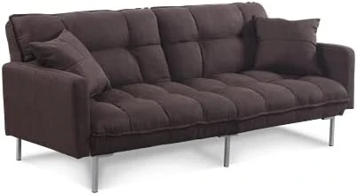 Casa Andrea Milano Llc Modern Plush Tufted Linen Fabric Splitback Living Room Sleeper Futon, Small, Dark Grey 5 Casa Andrea Milano Llc Modern Plush Tufted Linen Fabric Splitback Living Room Sleeper Futon, Small, Dark Grey - Image 5