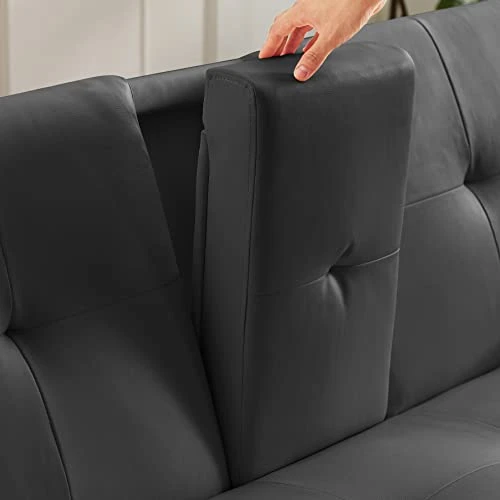 FREEHOMAE Futon Sofa Bed, Faux Leather Couch With Armrest And 2 Cup Holders, Sofa Bed Couch Convertible With Metal Legs, Folding, Reclining Small Couch Bed, Futon Bed For Living Room 1 FREEHOMAE Futon Sofa Bed, Faux Leather Couch With Armrest And 2 Cup Holders, Sofa Bed Couch Convertible With Metal Legs, Folding, Reclining Small Couch Bed, Futon Bed For Living Room