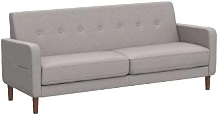 Mellow Adair Mid-Century Modern Loveseat/Sofa/Couch With Armrest Pockets, Tufted Linen Fabric, Light Grey 8 Mellow Adair Mid-Century Modern Loveseat/Sofa/Couch With Armrest Pockets, Tufted Linen Fabric, Light Grey - Image 8