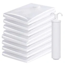 Vacuum Storage Bags, OFFSIR Vacuum Sealer Bags Space Saver Vacuum Storage Bags Compression Bags For Comforters And Blankets, Vacuum Seal Bags For Clothes With Hand Pump-8 Packs(4 Jumbo, 4 Large)