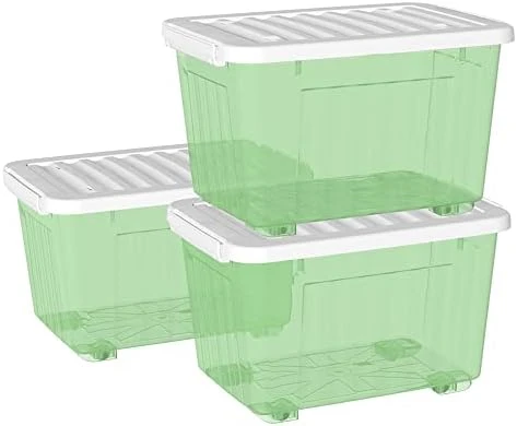 Cetomo 55L*3 Plastic Storage Box,Clear Blue, Tote Box, Organizing Container With Durable Lid And Secure Latching Buckles, Stackable And Nestable, 3Pack, With Buckle 10 Cetomo 55L*3 Plastic Storage Box,Clear Blue, Tote Box, Organizing Container With Durable Lid And Secure Latching Buckles, Stackable And Nestable, 3Pack, With Buckle - Image 10