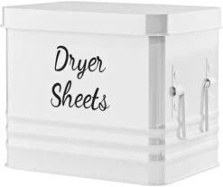 QUILIVIK Farmhouse Metal Dryer Sheet Holder For Laundry Room With Hinged Lid - Large Metal Fabric Softener Dispenser - Dryer Sheet Container With Tray(Matt Black) -Songmics Furniture Shop 31lkBR2IU4L. AC