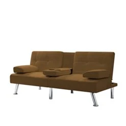 Verfur Convertible Sleeper Sofa Bed,Adjustable Futon Couch Modern Folding Lounge Recliner For Living Room With 2 Cup Holders, Removable Soft Armrest And Sturdy Metal Leg, Brown Ve -Songmics Furniture Shop 31lkDEytmdL