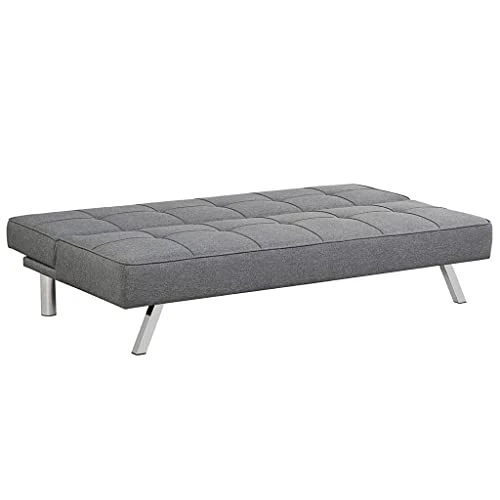 JAHH Convertible Futon Grey Linen Fabric Sofa Bed Adjustable Sleeper With Stainless Steel Legs 5 JAHH Convertible Futon Grey Linen Fabric Sofa Bed Adjustable Sleeper With Stainless Steel Legs - Image 5