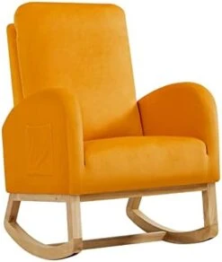 Setawix Rocking Chair For Nursery, Midcentury Modern Accent Rocker Armchair With Side Pocket, Upholstered High Back Wooden Rocking Chair For Living Room Baby Room Bedroom (Yellow - Velvet) 23 Setawix Rocking Chair For Nursery, Midcentury Modern Accent Rocker Armchair With Side Pocket, Upholstered High Back Wooden Rocking Chair For Living Room Baby Room Bedroom (Yellow - Velvet) -Songmics Furniture Shop 31m9h9 n87L. AC