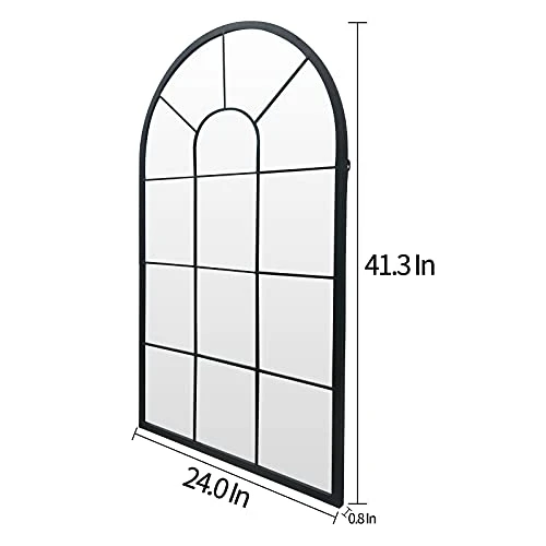 HQiJun Wall Mirror Window Decorative Mirrors Arched Farmhouse For Living Room Bedroom Entryway Bathroom Vanity (41.3” X0.9”x24”) 2 HQiJun Wall Mirror Window Decorative Mirrors Arched Farmhouse For Living Room Bedroom Entryway Bathroom Vanity (41.3” X0.9”x24”) - Image 2