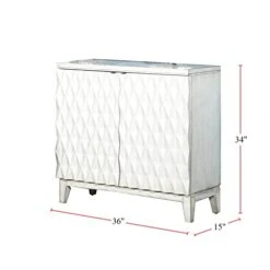 Simple Relax 2 Door Accent Cabinet With Geometric Carving, Antique White -Songmics Furniture Shop 31mPWlgH3pL