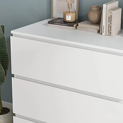 Homsee Modern 3-Drawer Dresser Chest, Wooden Dresser Tower With Wide Storage Space, Dresser Closet For Nursery Living Room Bedroom Hallway (White) 3 Homsee Modern 3-Drawer Dresser Chest, Wooden Dresser Tower With Wide Storage Space, Dresser Closet For Nursery Living Room Bedroom Hallway (White) - Image 3