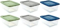 Organize Your Home Small Spaces Colorful Storage Bins With Lids, 6 Pack, Stackable Small Plastic Containers For Organization And Storage, Great For Home Or Office, 1.7 Quart Bins With Lids -Songmics Furniture Shop 31mZxotoruL. AC