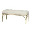 Deco 79 Metal Bench With Velvet Seat, 39" X 16" X 18", White