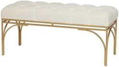 Deco 79 Metal Bench With Velvet Seat, 39" X 16" X 18", White -Songmics Furniture Shop 31mgX80sD9L. AC