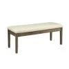 Beige Linen Dining Bench In Salvage Brown Finish White Modern Contemporary Upholstered
