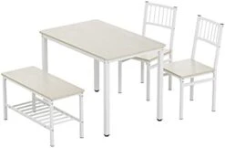 Teraves Dining Table Set For 4/Computer Desk,Kitchen Table With 2 Chairs And A Bench,Table And Chairs Dining Set 4 Piece Set For Dining Room (Black Oak+Black Frame, 110CM) -Songmics Furniture Shop 31mzyhq39yL. AC