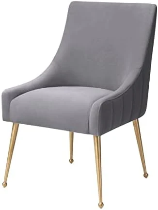 MEXIYA Irina Dining Chair Beige Easy Clean Velvet Upholstered Side Chair With Brushed Gold Leg 8 MEXIYA Irina Dining Chair Beige Easy Clean Velvet Upholstered Side Chair With Brushed Gold Leg - Image 8