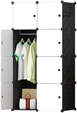 BRIAN & DANY Portable Closet Wardrobe - Cube Storage Organizer, Plastic Clothing Cabinet, Bedroom Armoires For Toys, Shoes, Clothes - More 30% Capacity Than Normal - 12 Cubes, Black -Songmics Furniture Shop 31nDgJZygvL. AC