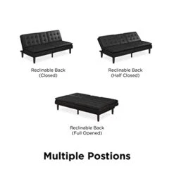 NHUNI Futon With Cupholder, Black Convertible Folding Bed Sofa 10 NHUNI Futon With Cupholder, Black Convertible Folding Bed Sofa -Songmics Furniture Shop 31nH8LYjPLL 1