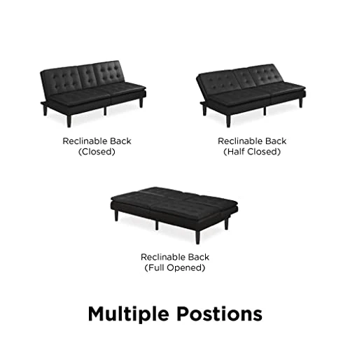 NHUNI Futon With Cupholder, Black Convertible Folding Bed Sofa 5 NHUNI Futon With Cupholder, Black Convertible Folding Bed Sofa - Image 5