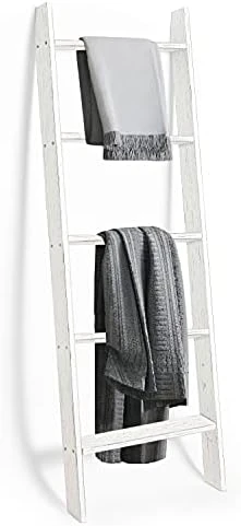 Ilyapa Blanket Ladder For The Living Room - Rustic Decorative Quilt Ladder, White Weathered Wood 6 Ilyapa Blanket Ladder For The Living Room - Rustic Decorative Quilt Ladder, White Weathered Wood - Image 6