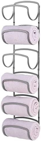MDesign Steel Towel Holder For Bathroom Wall - Wall Mounted Organizer For Rolled Towels And Bath Robes - Six Level Wall Mount Towel Storage Rack - Bathroom Towel Organizer - Hyde Collection - Black 8 MDesign Steel Towel Holder For Bathroom Wall - Wall Mounted Organizer For Rolled Towels And Bath Robes - Six Level Wall Mount Towel Storage Rack - Bathroom Towel Organizer - Hyde Collection - Black - Image 8