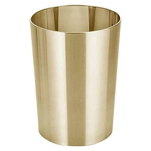 MDesign Round Metal Small 1.7 Gallon Recycle Trash Can Wastebasket, Garbage Container Bin For Bathrooms, Kitchen, Bedroom, Home Office - Durable Stainless Steel - Mirri Collection - White Marble 9 MDesign Round Metal Small 1.7 Gallon Recycle Trash Can Wastebasket, Garbage Container Bin For Bathrooms, Kitchen, Bedroom, Home Office - Durable Stainless Steel - Mirri Collection - White Marble - Image 9