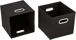 Household Essentials 34-1 Decorative Storage Cube Set With Removable Lids | Black | 2-Pack -Songmics Furniture Shop 31nrrs9wGLL. AC
