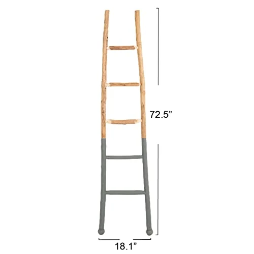Creative Co-Op Decorative Wood Ladder Misc Furniture, Dark Grey 3 Creative Co-Op Decorative Wood Ladder Misc Furniture, Dark Grey - Image 3