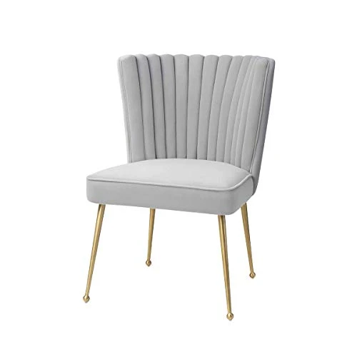 MEXIYA Sansa Dining Chair Modern Light Grey Accent Chair Easy Clean Velvet Upholstered Side Chair With Brushed Gold Legs 1 MEXIYA Sansa Dining Chair Modern Light Grey Accent Chair Easy Clean Velvet Upholstered Side Chair With Brushed Gold Legs